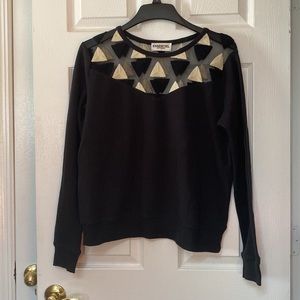 Essentiel Antwerp Black Sheer Geometric Sweatshirt